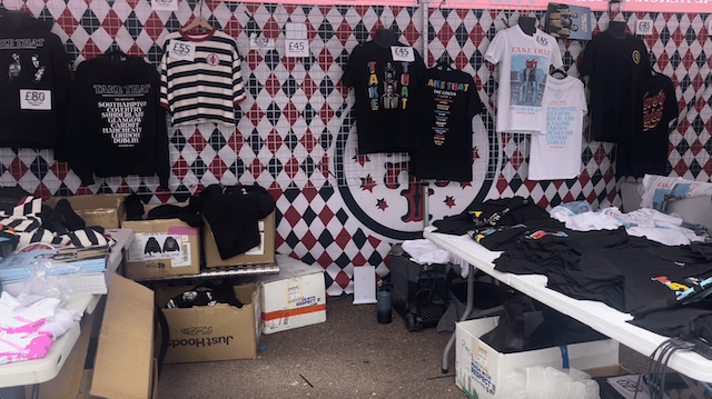 Take That merchandise stand at Cardiff Principality Stadium